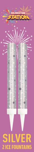 Ice Fountain Candle Silver x 2