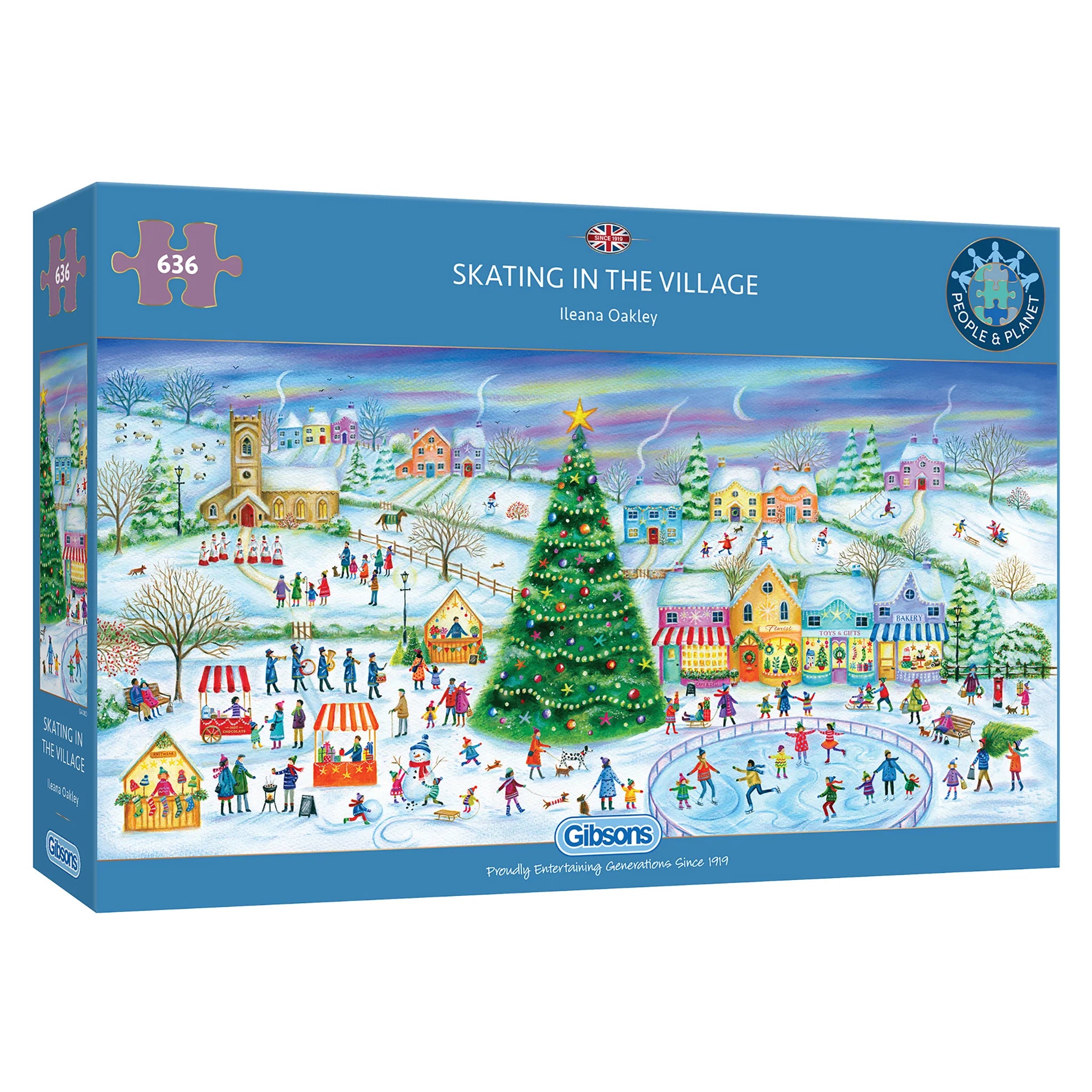 Gibson - Skating in the Village 636 Piece Jigsaw Puzzle image 0