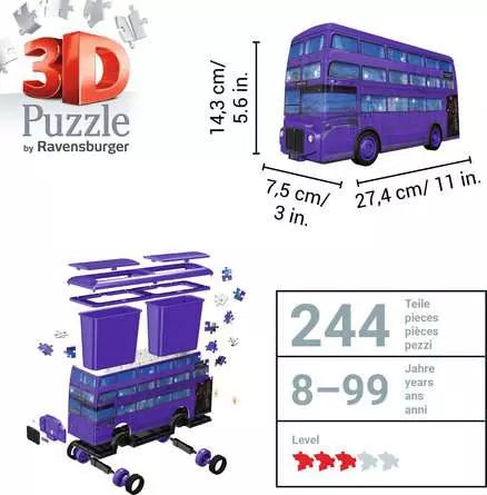 Ravensburger - 3D Harry Potter Knight Bus 244 Piece Jigsaw Puzzle
