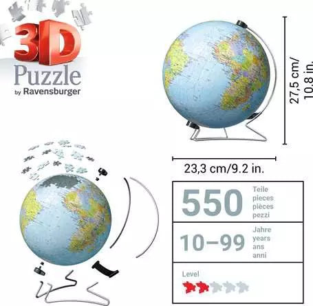 Ravensburger - 3D Childrens Globe 550 Piece Jigsaw Puzzle