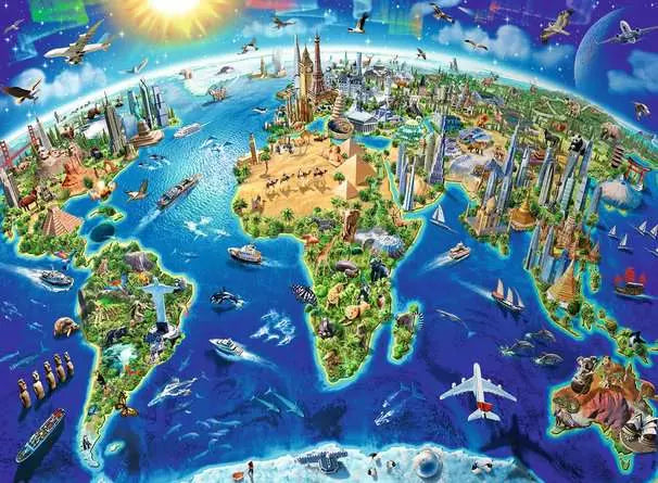 Ravensburger - World Landmarks Map 200XXL Piece Jigsaw Puzzle