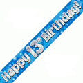 Happy 13th Birthday Blue Holographic Banner 2.7m