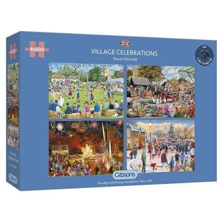 Gibson - Village Celebrations 4 x 500 Piece Jigsaw Puzzle