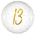 18" - Gold/White 13 with Stars Helium Balloon