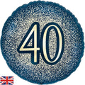 18" - Metallic Glitter Navy Gold 40 Helium Balloon