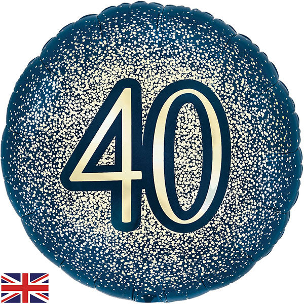 18" - Metallic Glitter Navy Gold 40 Helium Balloon
