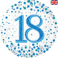 18" - Blue Swirls/Glitz 18 Birthday Helium Balloon