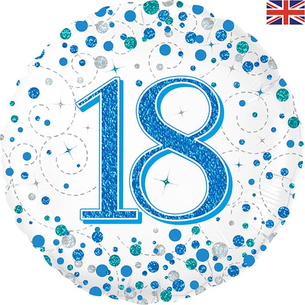 18" - Blue Swirls/Glitz 18 Birthday Helium Balloon