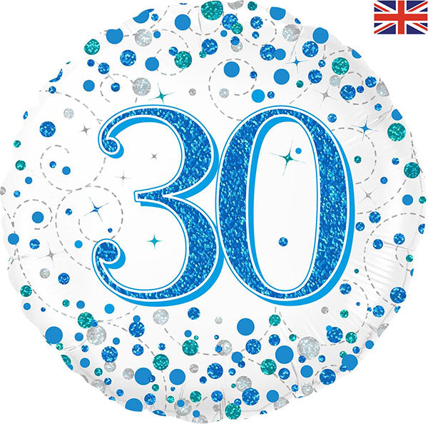 18" - Sparkling Fizz Blue 30 Helium Balloon