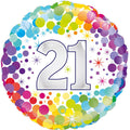 18" - Colourful Confetti 21st Birthday Helium Balloon