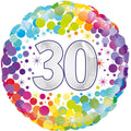 18" - Colourful Confetti 30th Birthday Helium Balloon