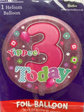 18" - Yippee 3 Today Helium Balloon