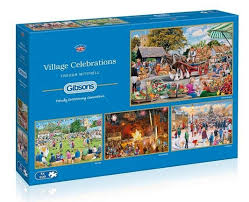 Gibson - Village Celebrations 4 x 500 Piece Jigsaw Puzzle image 0