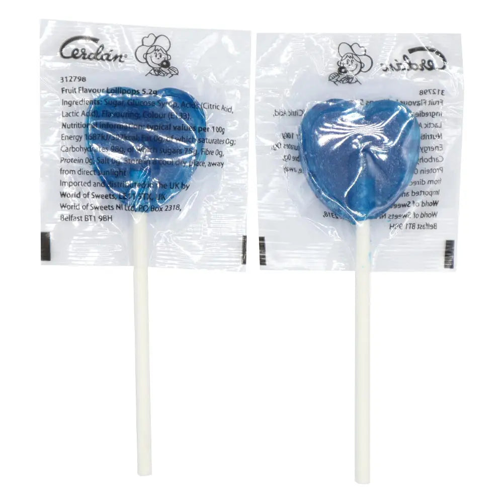 Blue Raspberry Love Heart Lollies - 5g