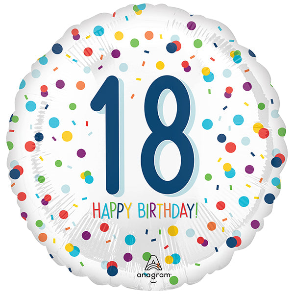 18" - Spotty Happy 18th Birthday Helium Balloon