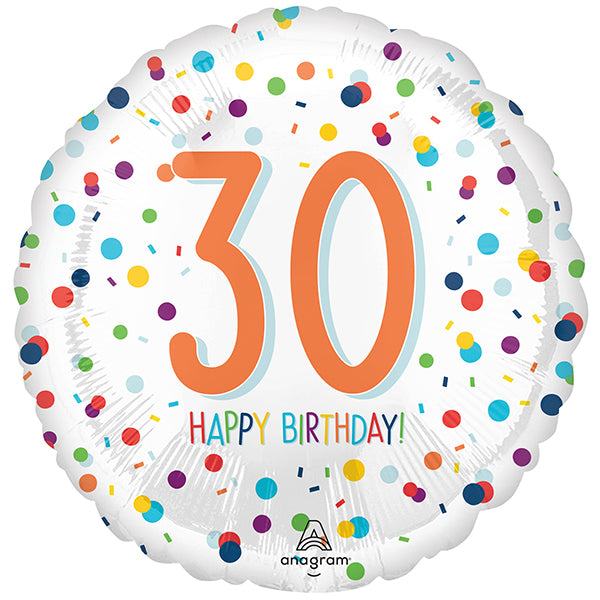 18" - 30th Birthday Confetti Balloon Helium Balloon