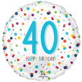 18" - 40th Birthday Confetti Print Helium Balloon