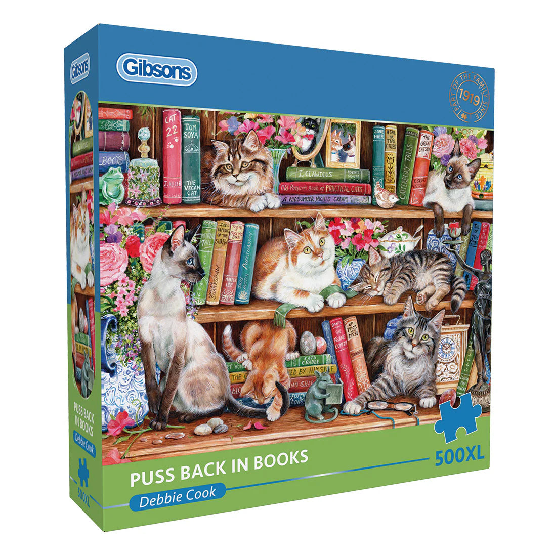 Gibson - Puss Back in Books 500XL Piece Jigsaw Puzzle image 0