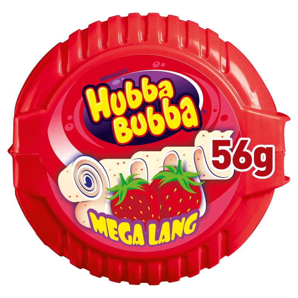 Wrigleys Hubba Bubba Snappy Strawberry Bubble Gum Mega Long Tape - 56g