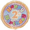 18" - Happy 2nd Birthday Orange Glitz Helium Balloon