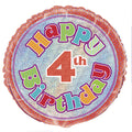 18" - Happy 4th Birthday Prismatic Red Helium Balloon