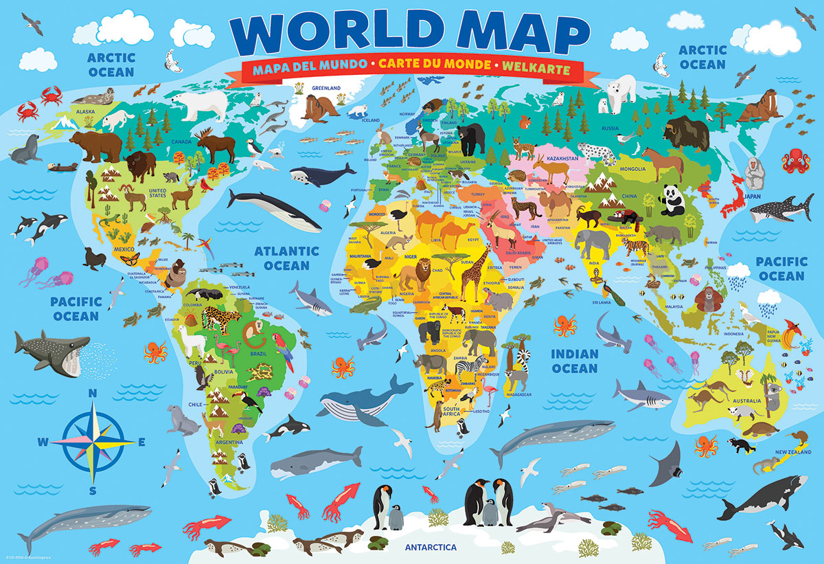 Eurographics Kids - World Map 100 Piece Jigsaw Puzzle