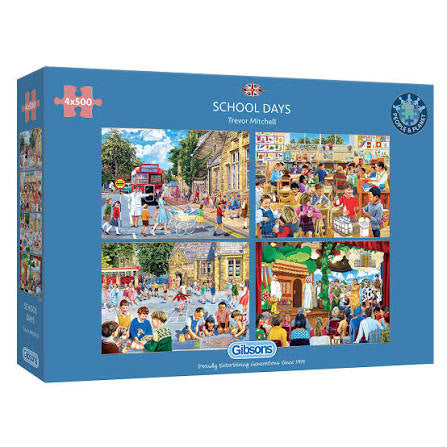 Gibson - School Days 4 x 500 Piece Jigsaw Puzzle image 0