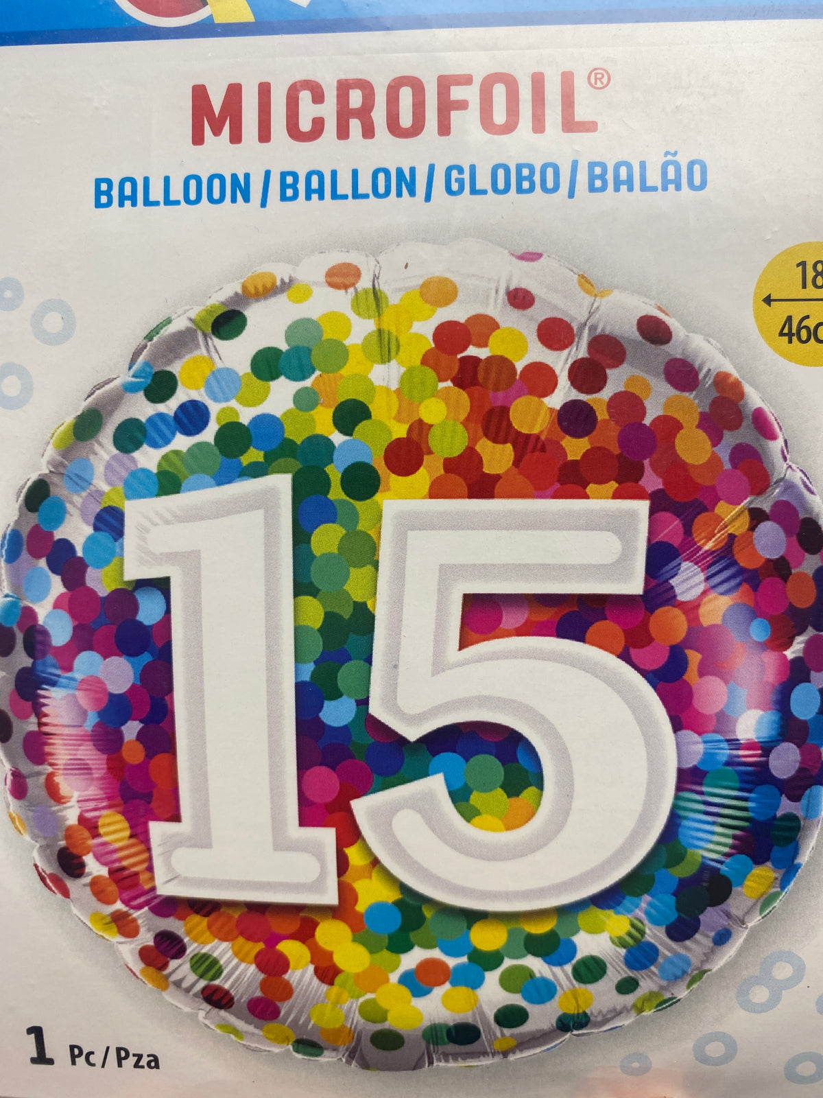 18" - Happy 15th Birthday Colourful Spots Helium Balloon