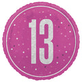 18" - Bright Pink/Silver Spotty 13 Helium Balloon