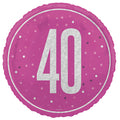 18" - Pink 40 Birthday Helium Balloon