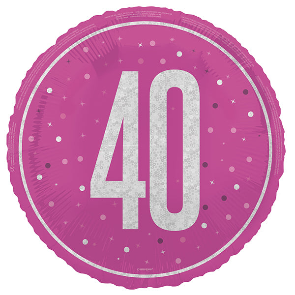 18" - Pink 40 Birthday Helium Balloon