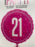 18" - Pink/Silver Spots 21st Birthday Helium Balloon
