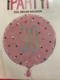 18" - Pink Glitz Age 30 Helium Balloon