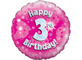 18" - Happy 3rd Birthday Pink Helium Balloon