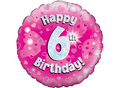 18" - Happy 6th Birthday Pink Holographic Helium Balloon
