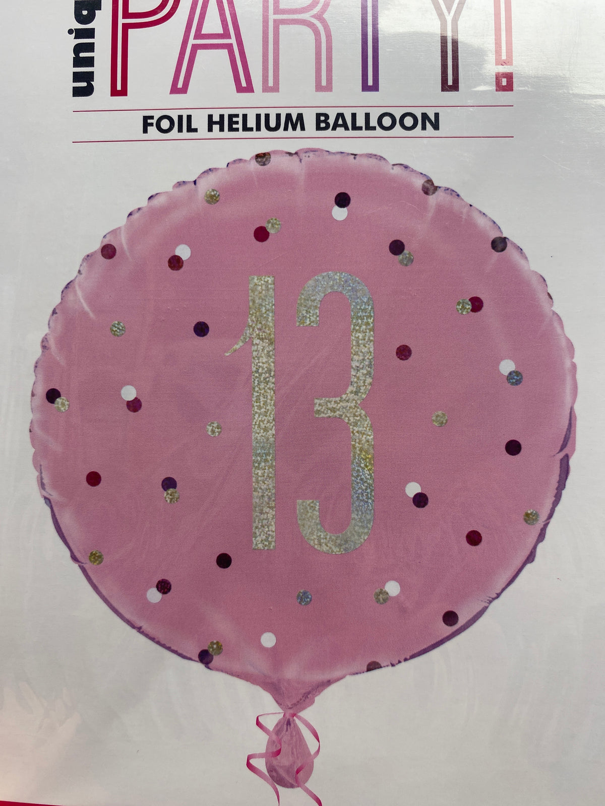 18" - Pink/Silver Spotty 13 Helium Balloon