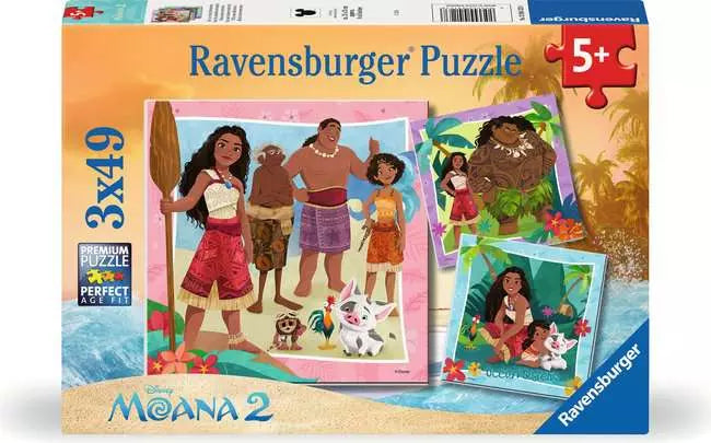 Ravensburger - 3 x 49 Moana 2: Off to New Adventures