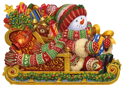 Snowman Sleigh: 15 Large Pieces