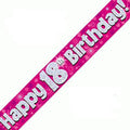 Happy 18th Birthday Pink Holographic Banner 2.7m