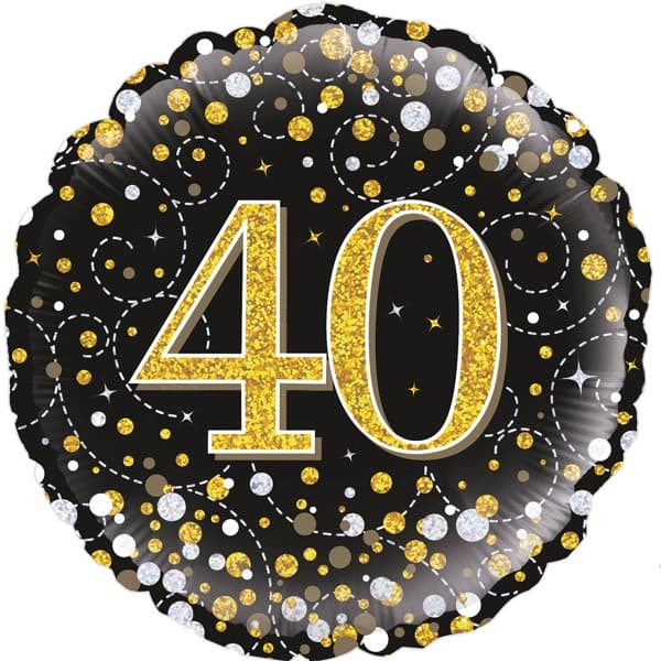 18" - Sparkling Fizz Black & Gold 40 Helium Balloon