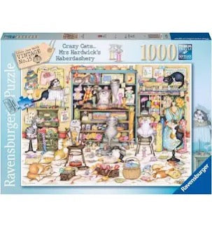 Ravensburger - Crazy Cats...Mrs Hardwick Haberdashery 1000 Piece Jigsaw Puzzle image 0
