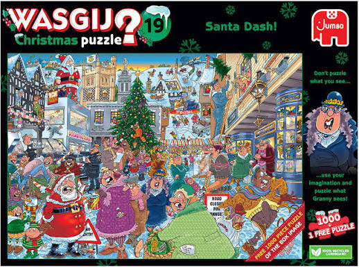 Wasgij - "Christmas" No.19 Santa Dash! 1000 Piece Jigsaw Puzzle image 0