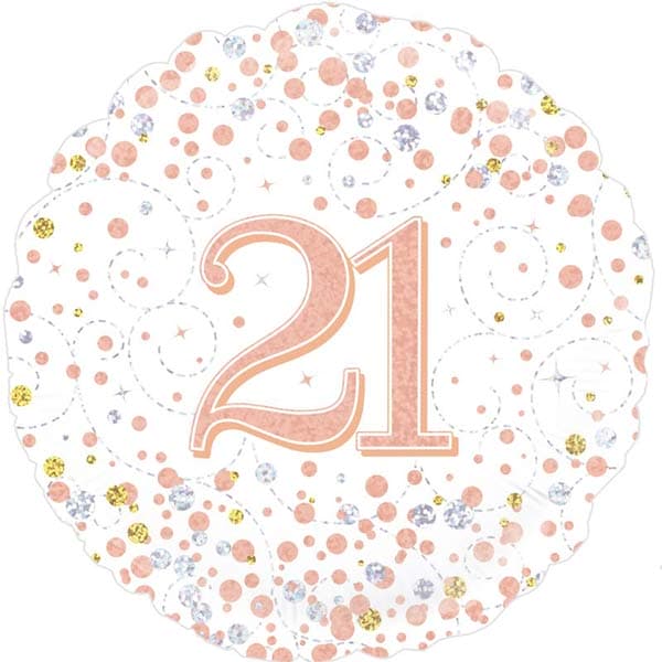 18" - 21st Sparkling Rose Gold Fizz Helium Balloon