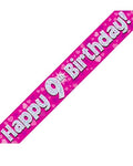Happy 9th Birthday Pink Holographic Banner 2.7m