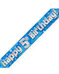 Happy 5th Birthday Blue Holographic Banner 2.7m
