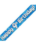 Happy 9th Birthday Blue Holographic Banner 2.7m